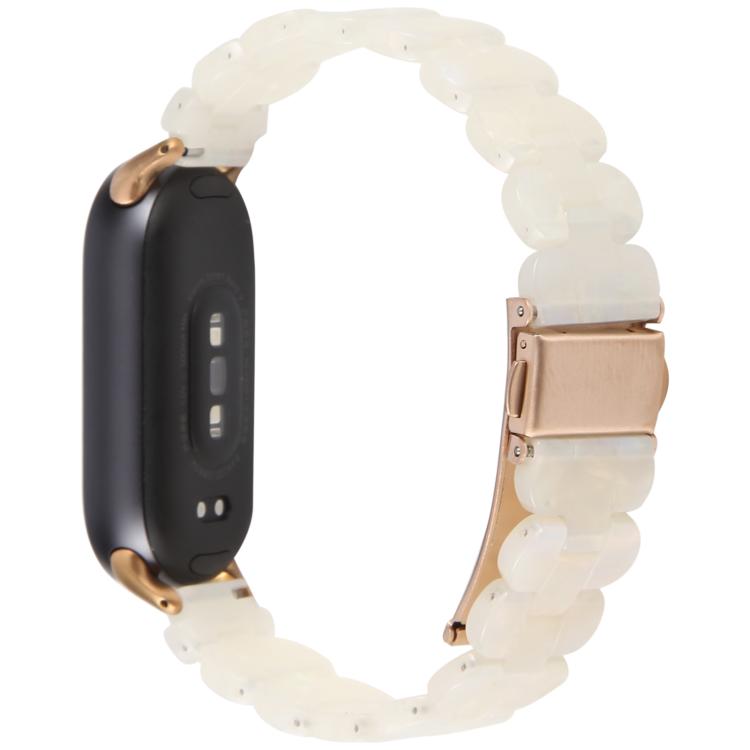 For Xiaomi Smart Band 9 / 8 Oval Resin Watch Band(Beige White) by bashfashion