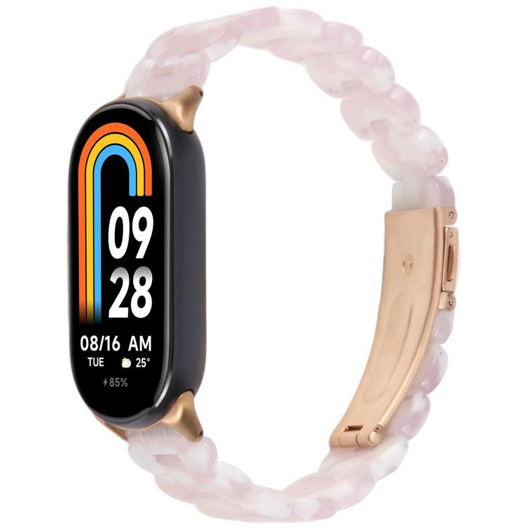 For Xiaomi Smart Band 9 / 8 Oval Resin Watch Band(Pink Flower) by bashfashion