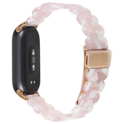 For Xiaomi Smart Band 9 / 8 Oval Resin Watch Band(Pink Flower) by bashfashion