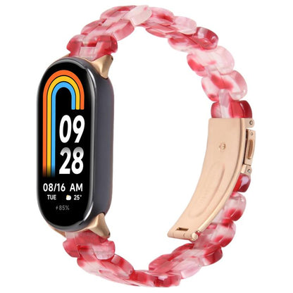 For Xiaomi Smart Band 9 / 8 Oval Resin Watch Band(Red Floral) by bashfashion