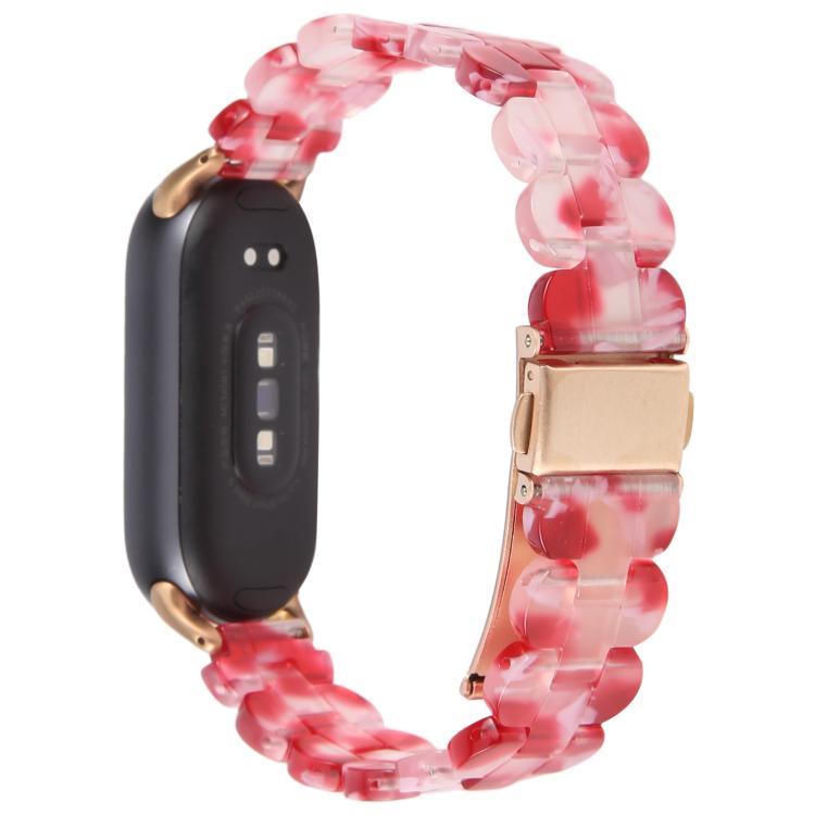 For Xiaomi Smart Band 9 / 8 Oval Resin Watch Band(Red Floral) by bashfashion