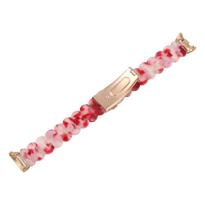 For Xiaomi Smart Band 9 / 8 Oval Resin Watch Band(Red Floral) by bashfashion