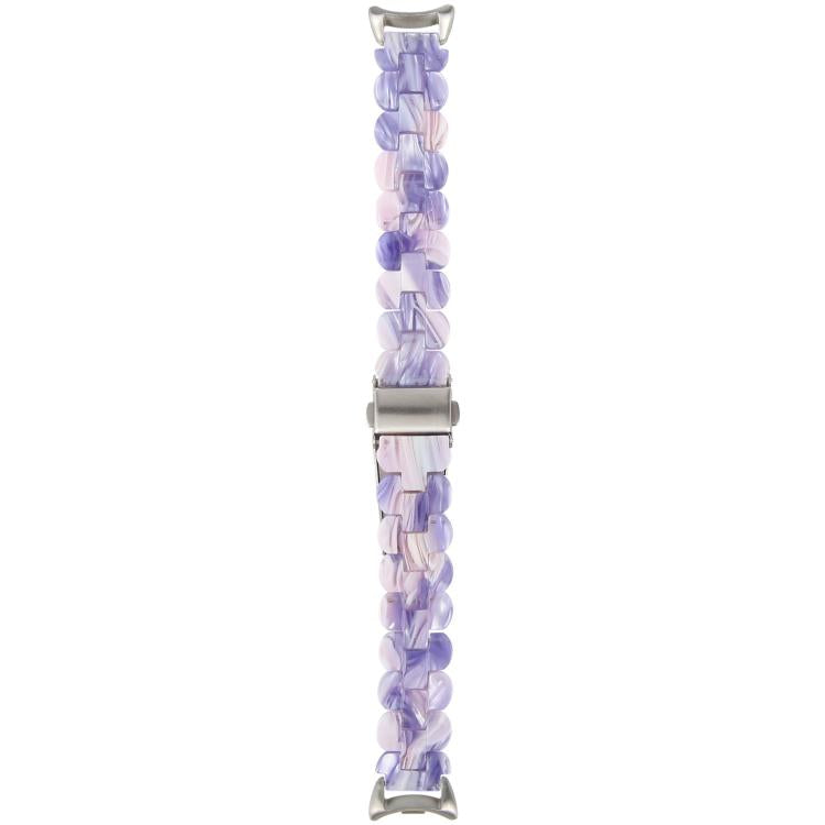 For Xiaomi Smart Band 9 / 8 Oval Resin Watch Band(Purple Pink Flower) by bashfashion