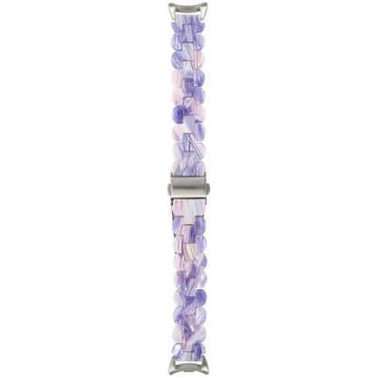 For Xiaomi Smart Band 9 / 8 Oval Resin Watch Band(Purple Pink Flower) by bashfashion