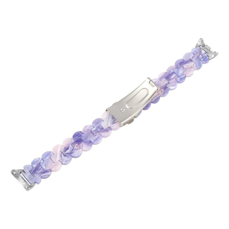 For Xiaomi Smart Band 9 / 8 Oval Resin Watch Band(Purple Pink Flower) by bashfashion