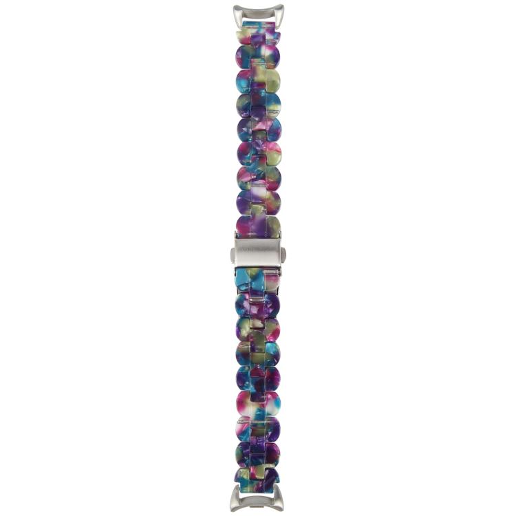For Xiaomi Smart Band 9 / 8 Oval Resin Watch Band(Purple Green Flower) by bashfashion
