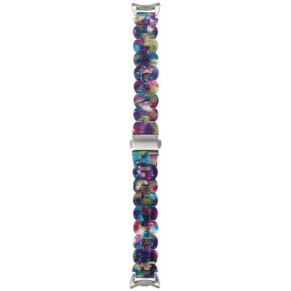 For Xiaomi Smart Band 9 / 8 Oval Resin Watch Band(Purple Green Flower) by bashfashion