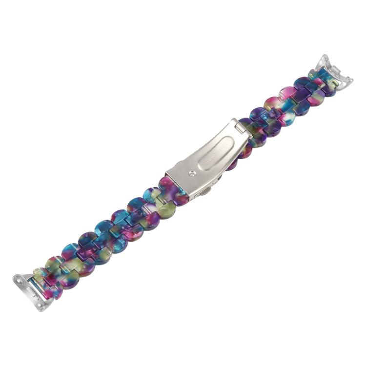 For Xiaomi Smart Band 9 / 8 Oval Resin Watch Band(Purple Green Flower) by bashfashion
