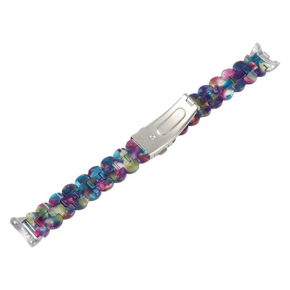 For Xiaomi Smart Band 9 / 8 Oval Resin Watch Band(Purple Green Flower) by bashfashion