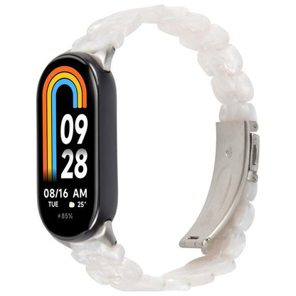 For Xiaomi Smart Band 9 / 8 Oval Resin Watch Band(Flash White) by bashfashion