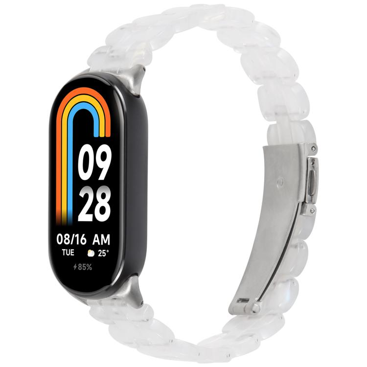 For Xiaomi Smart Band 9 / 8 Oval Resin Watch Band(Pearl White) by bashfashion