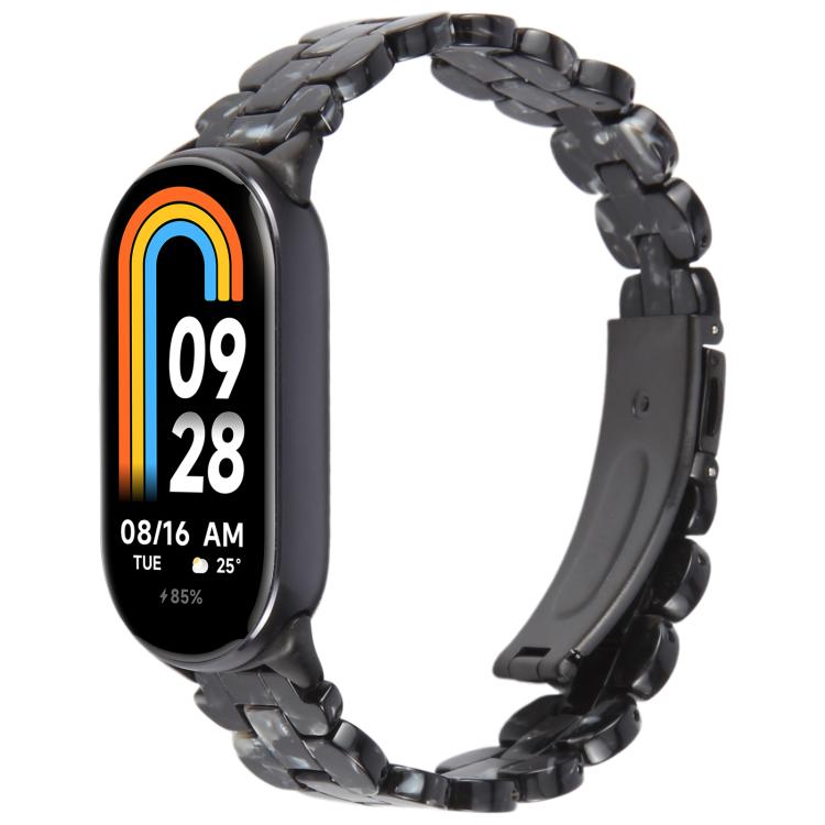 For Xiaomi Smart Band 9 / 8 Oval Resin Watch Band(Flash Black) by bashfashion