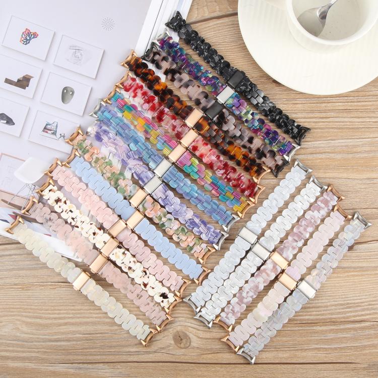 For Xiaomi Smart Band 9 / 8 Oval Resin Watch Band(Pink Flower) by bashfashion