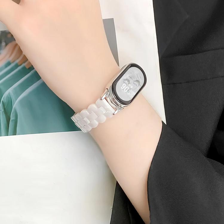 For Xiaomi Smart Band 9 / 8 Oval Resin Watch Band(Flash Black) by bashfashion
