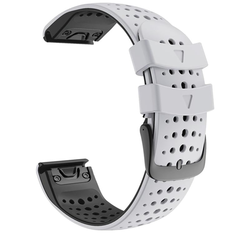 For Garmin QuickFit 22mm Kalebol Breathable Two-color Silicone Watch Band(White Black) by Kalebol