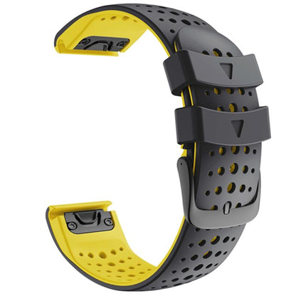 For Garmin QuickFit 22mm Kalebol Breathable Two-color Silicone Watch Band(Black Yellow) by Kalebol