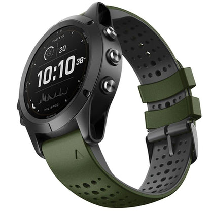 For Garmin QuickFit 22mm Kalebol Breathable Two-color Silicone Watch Band(Army Green) by Kalebol