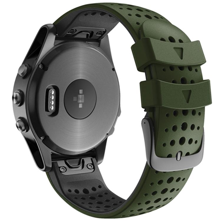 For Garmin QuickFit 22mm Kalebol Breathable Two-color Silicone Watch Band(Army Green) by Kalebol