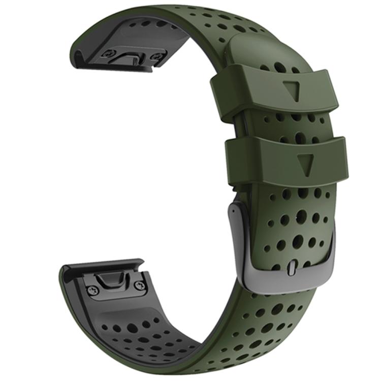 For Garmin QuickFit 22mm Kalebol Breathable Two-color Silicone Watch Band(Army Green) by Kalebol