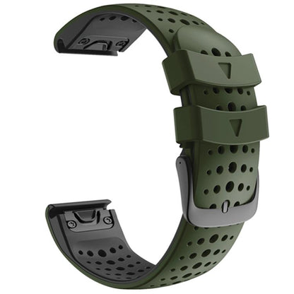 For Garmin QuickFit 22mm Kalebol Breathable Two-color Silicone Watch Band(Army Green) by Kalebol