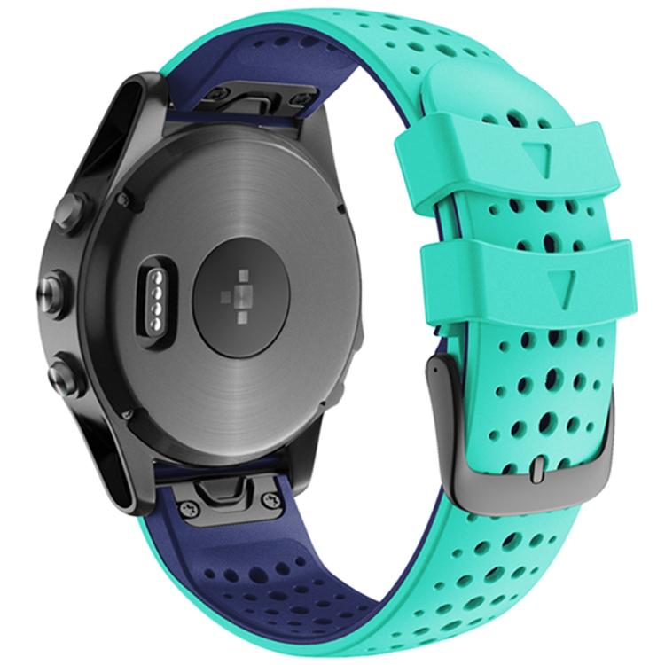 For Garmin QuickFit 22mm Kalebol Breathable Two-color Silicone Watch Band(Teal Blue) by Kalebol