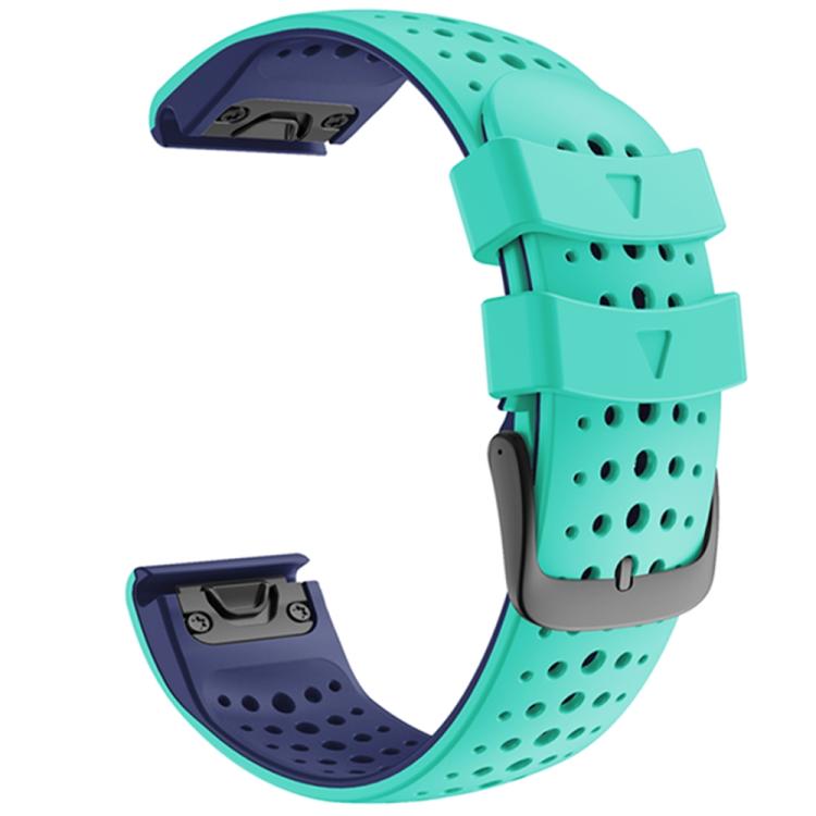 For Garmin QuickFit 22mm Kalebol Breathable Two-color Silicone Watch Band(Teal Blue) by Kalebol