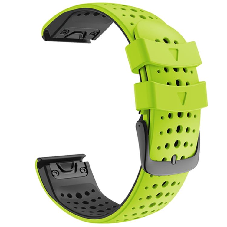 For Garmin QuickFit 22mm Kalebol Breathable Two-color Silicone Watch Band(Green Black) by Kalebol