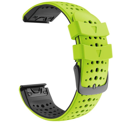 For Garmin QuickFit 22mm Kalebol Breathable Two-color Silicone Watch Band(Green Black) by Kalebol