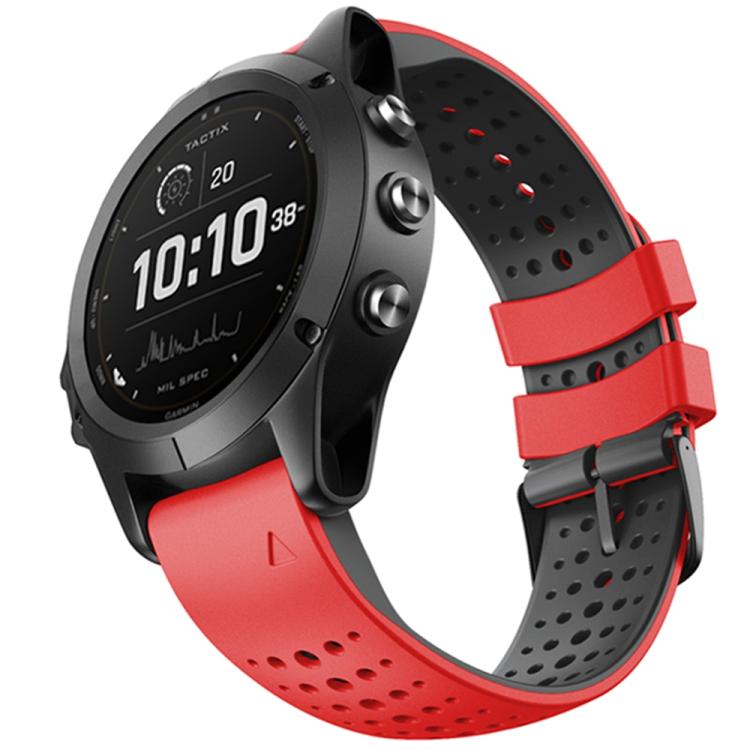 For Garmin QuickFit 26mm Kalebol Breathable Two-color Silicone Watch Band(Red Black) by Kalebol