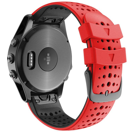 For Garmin QuickFit 26mm Kalebol Breathable Two-color Silicone Watch Band(Red Black) by Kalebol