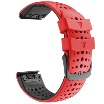 For Garmin QuickFit 26mm Kalebol Breathable Two-color Silicone Watch Band(Red Black) by Kalebol