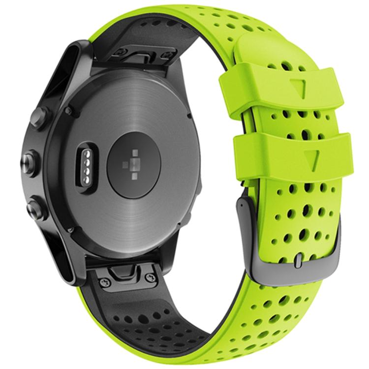 For Garmin QuickFit 26mm Kalebol Breathable Two-color Silicone Watch Band(Green Black) by Kalebol