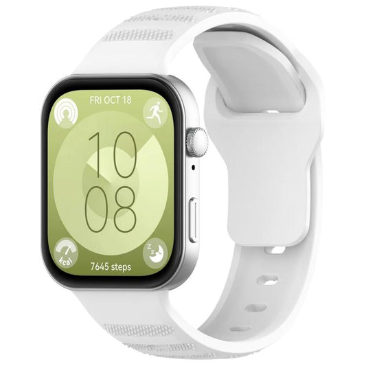 For Huawei Watch Fit3 Kalebol Dotted Pattern Silicone Strap(White) by Kalebol