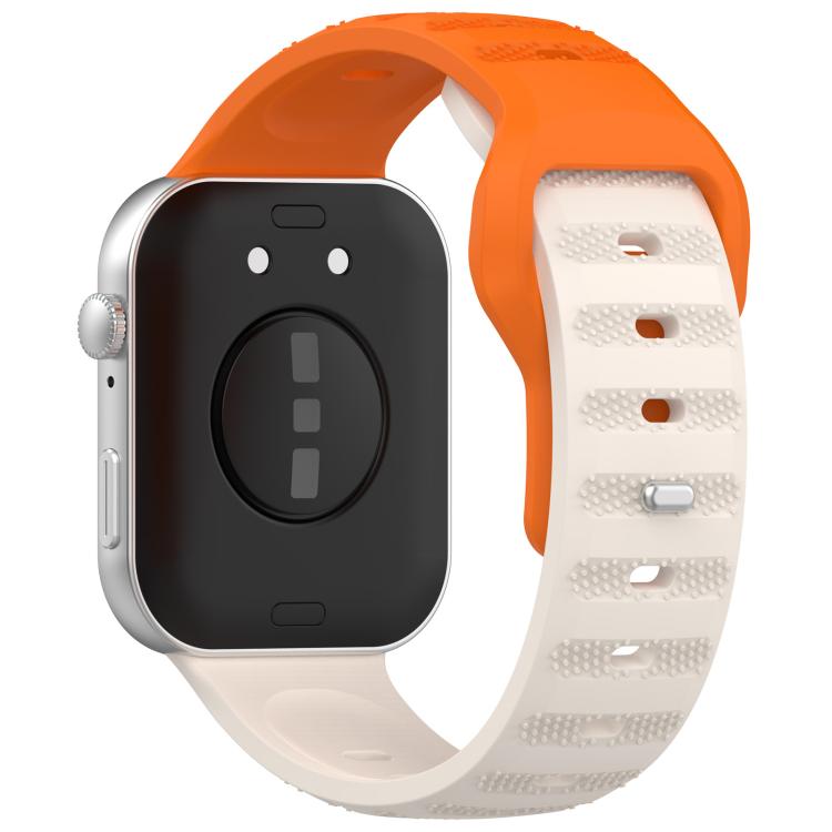 For Huawei Watch Fit3 Kalebol Dotted Pattern Silicone Strap(Short Orange + Long Starlight) by Kalebol