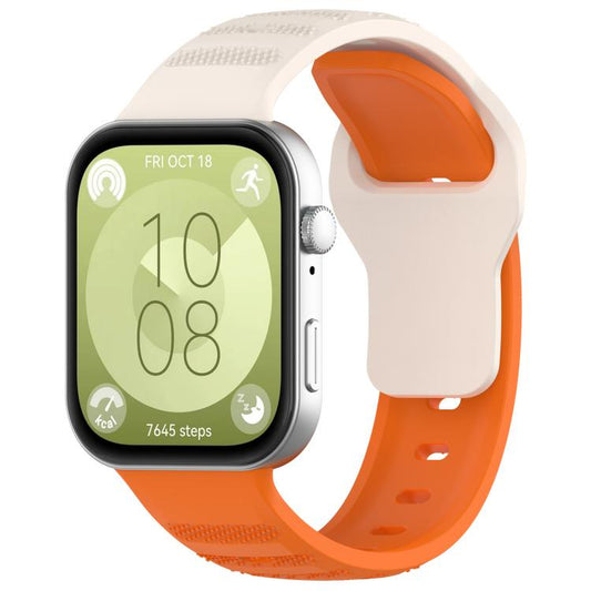 For Huawei Watch Fit3 Kalebol Dotted Pattern Silicone Strap(Short Starlight + Long Orange) by Kalebol