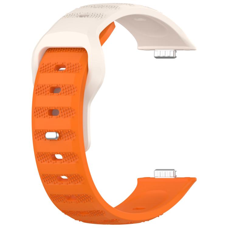 For Huawei Watch Fit3 Kalebol Dotted Pattern Silicone Strap(Short Starlight + Long Orange) by Kalebol