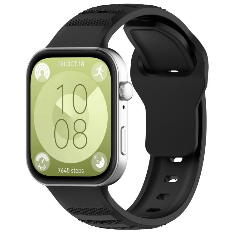 For Huawei Watch Fit3 Kalebol Dotted Pattern Silicone Strap(Black) by Kalebol