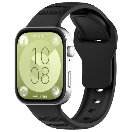 For Huawei Watch Fit3 Kalebol Dotted Pattern Silicone Strap(Black) by Kalebol