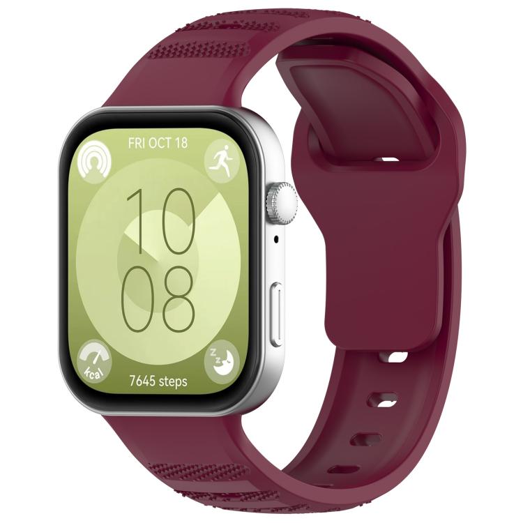 For Huawei Watch Fit3 Kalebol Dotted Pattern Silicone Strap(Wine Red) by Kalebol