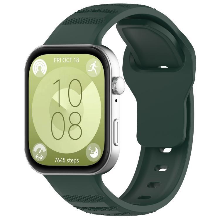 For Huawei Watch Fit3 Kalebol Dotted Pattern Silicone Strap(Meditation Green) by Kalebol