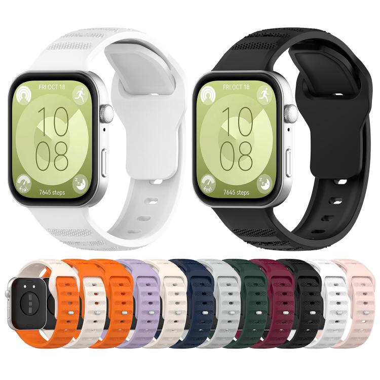 For Huawei Watch Fit3 Kalebol Dotted Pattern Silicone Strap(Short Orange + Long Starlight) by Kalebol