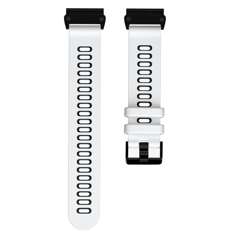 For Garmin QuickFit 22mm Kalebol Two-layer Silicone Watch Band(White Black) by Kalebol
