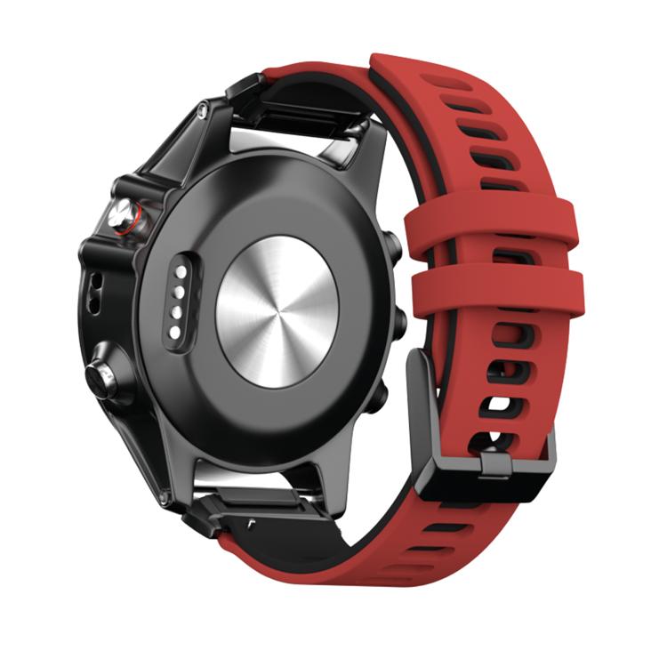 For Garmin QuickFit 22mm Kalebol Two-layer Silicone Watch Band(Red Black) by Kalebol
