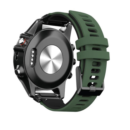 For Garmin QuickFit 22mm Kalebol Two-layer Silicone Watch Band(Army Green Black) by Kalebol