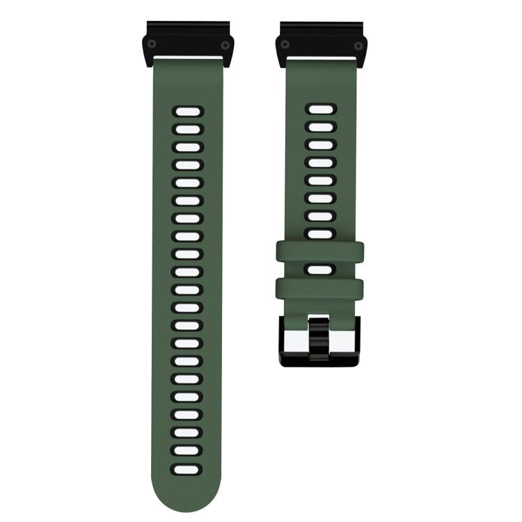 For Garmin QuickFit 22mm Kalebol Two-layer Silicone Watch Band(Army Green Black) by Kalebol