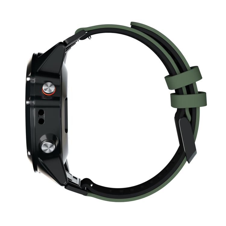 For Garmin QuickFit 22mm Kalebol Two-layer Silicone Watch Band(Army Green Black) by Kalebol