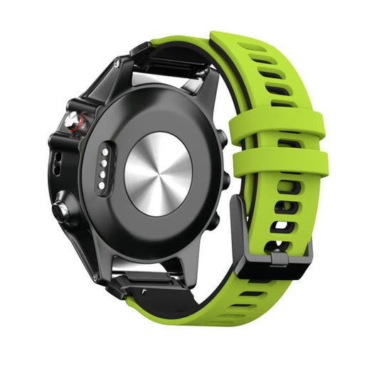 For Garmin QuickFit 22mm Kalebol Two-layer Silicone Watch Band(Green Black) by Kalebol