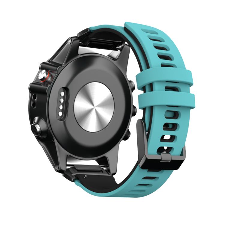 For Garmin QuickFit 22mm Kalebol Two-layer Silicone Watch Band(Teal Black) by Kalebol
