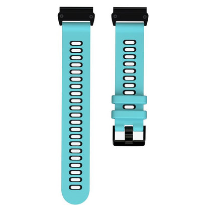 For Garmin QuickFit 22mm Kalebol Two-layer Silicone Watch Band(Teal Black) by Kalebol