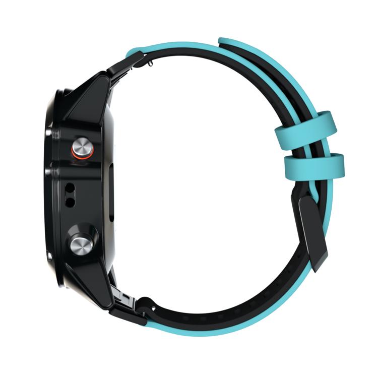 For Garmin QuickFit 22mm Kalebol Two-layer Silicone Watch Band(Teal Black) by Kalebol